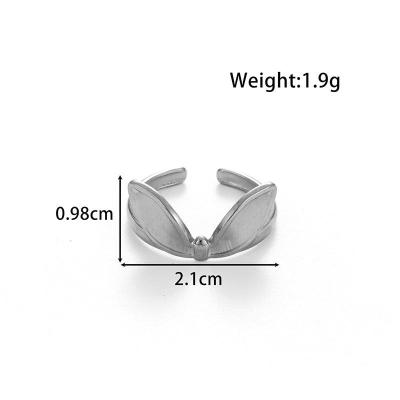 Wholesale  metallic  leaves smiley face  simple style opening adjustable titanium steel ring