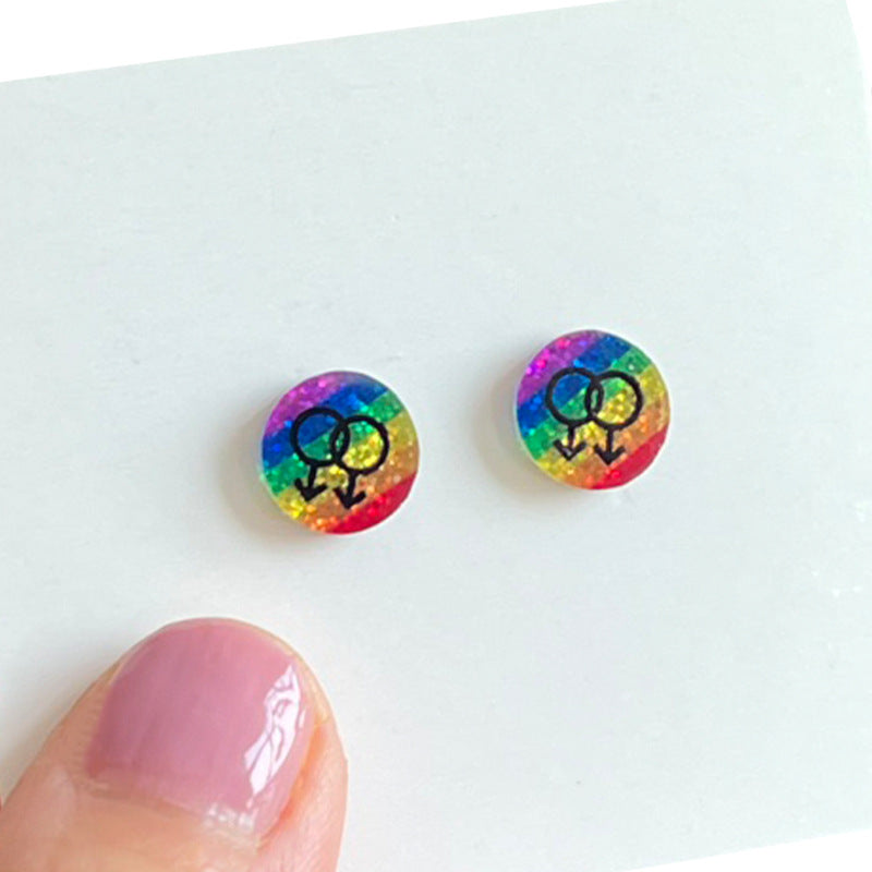 Wholesale  Rainbow Shiny Bright Small Earrings