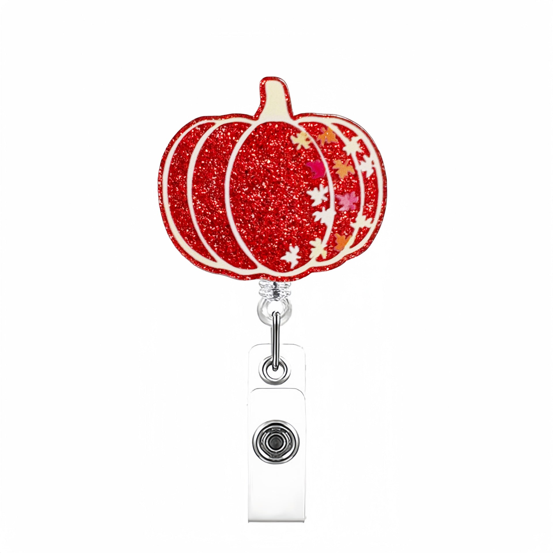 Wholesale Acrylic Red Leaf Thanksgiving Turkey Rotating Alligator Clip Badge