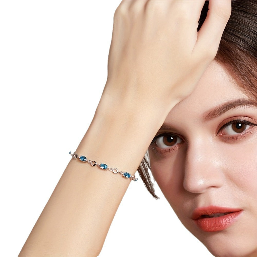 Wholesale zinc alloy blue silver bracelet