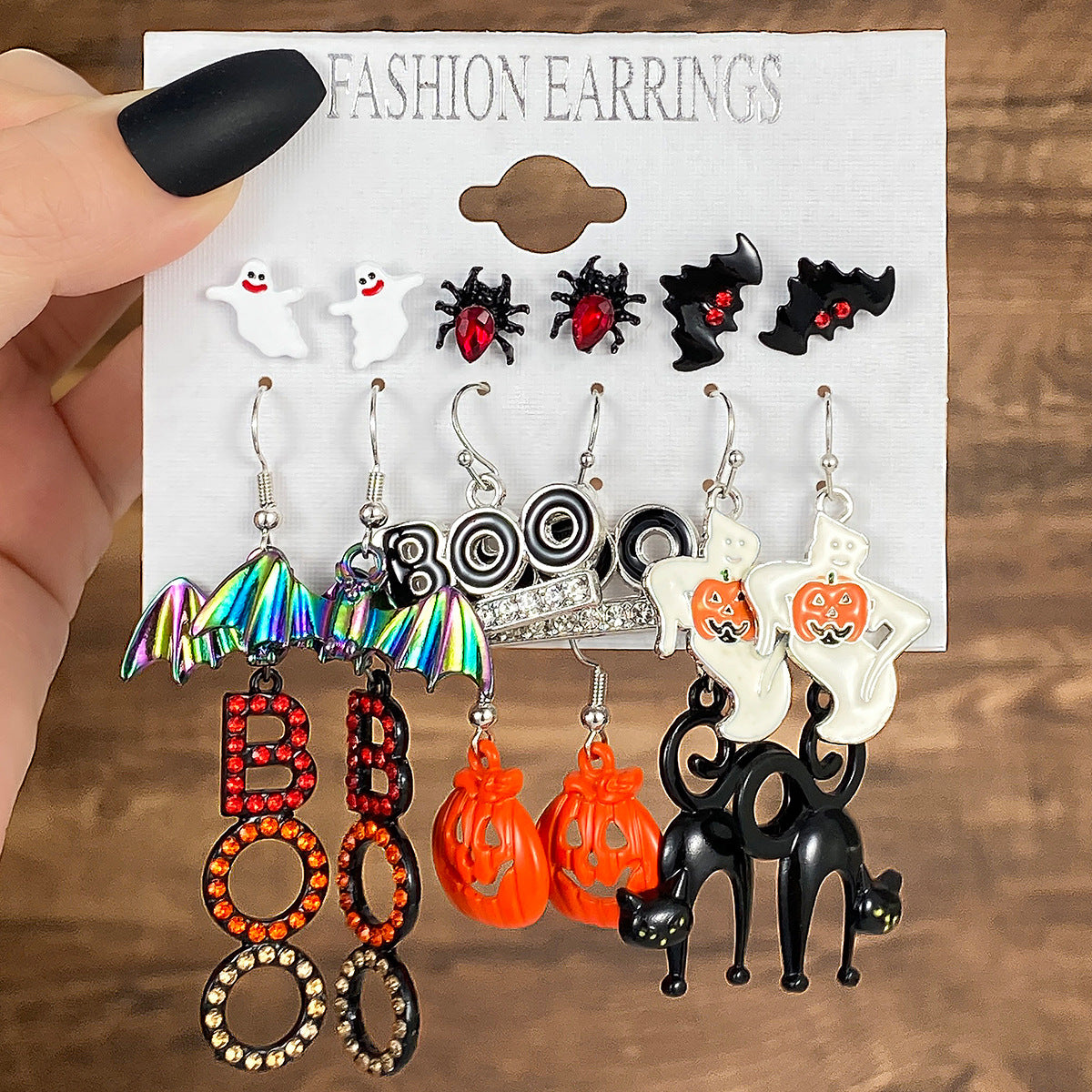 Wholesale Halloween personalized earrings  Spider kitten earrings set