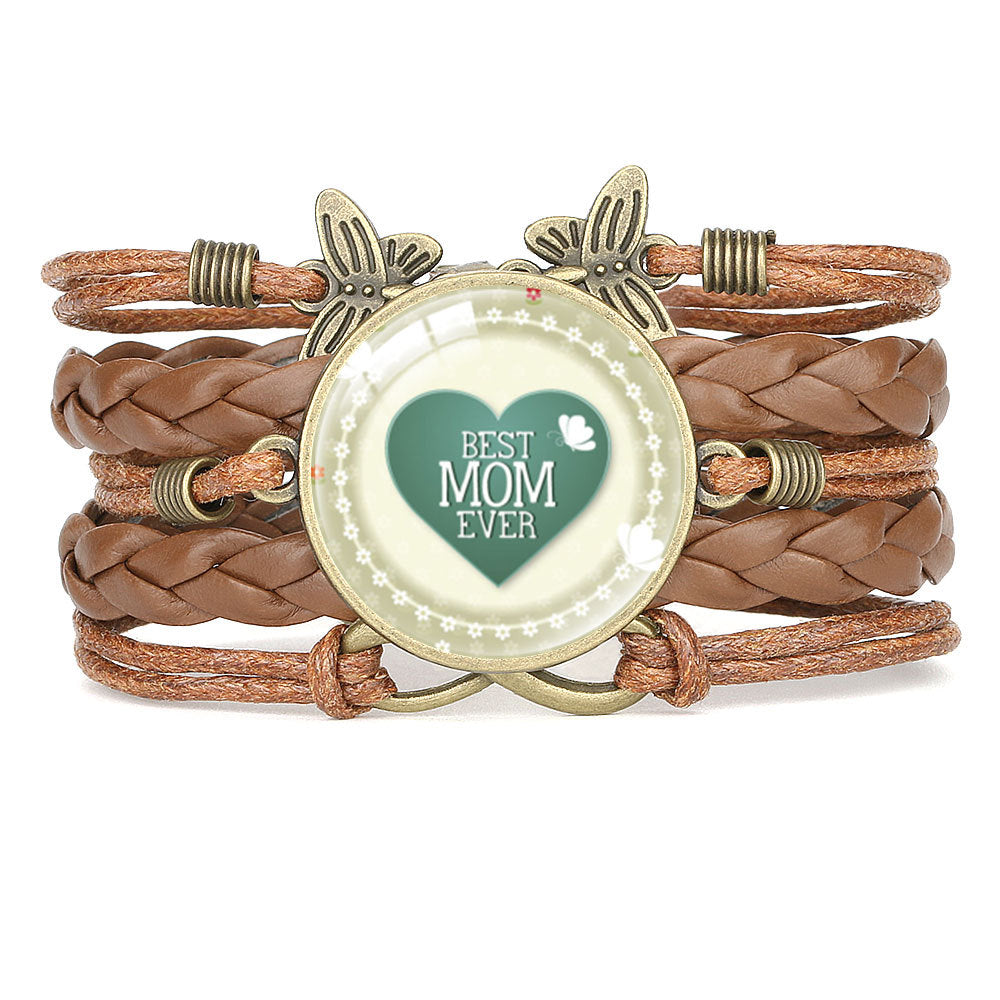Wholesale Letter mom multi-layer braided leather bracelet