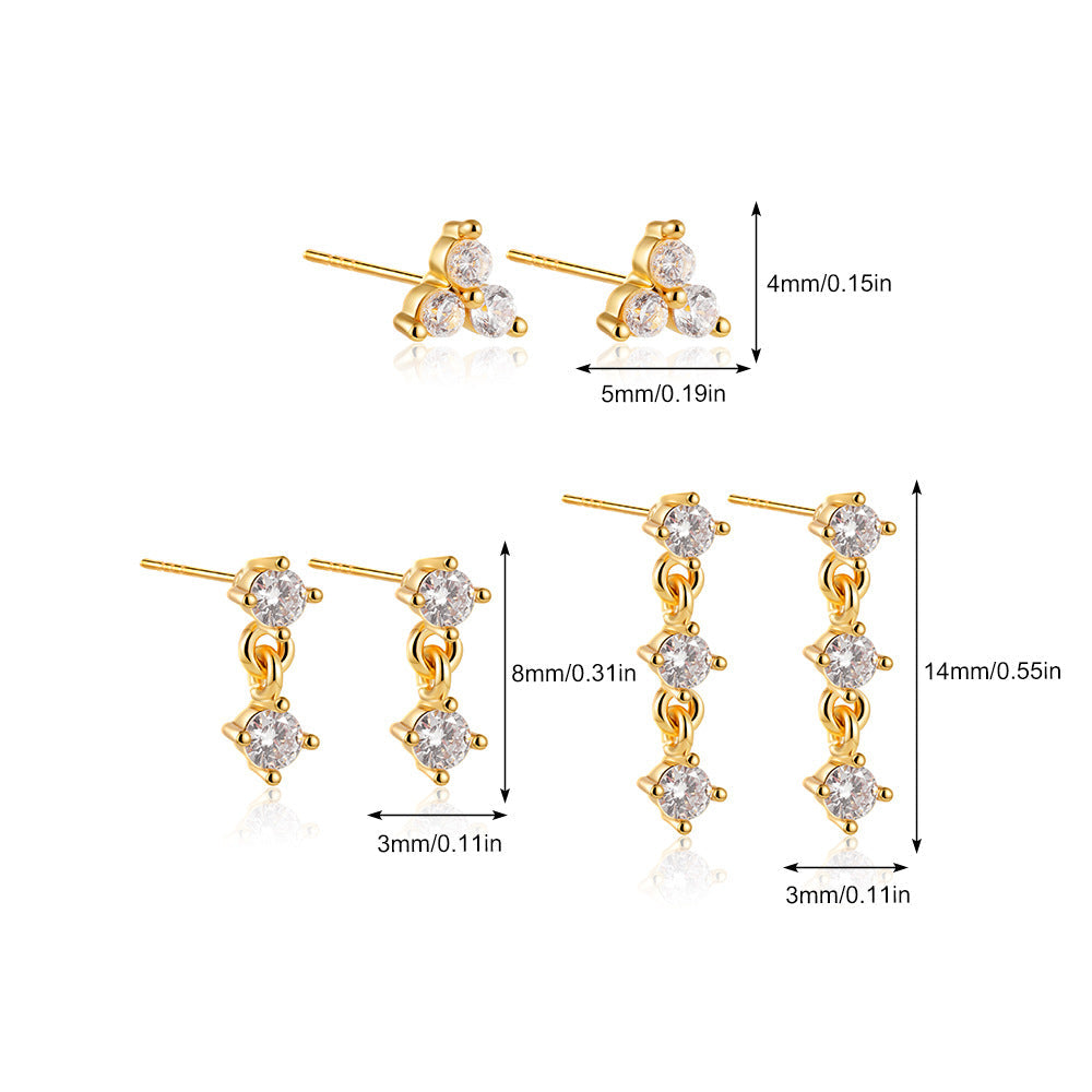 Wholesale 18K gold simple temperament inlaid zircon earrings