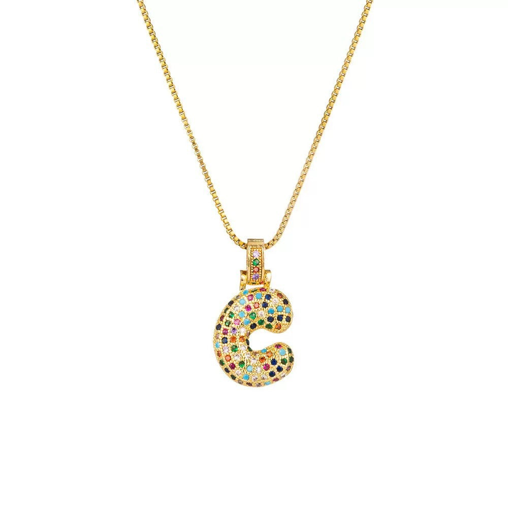 Wholesale Hip-Hop 26 Letter Pendant Set,  Gold Plated Copper Diamond-Set,  Chic Jewelry Gift