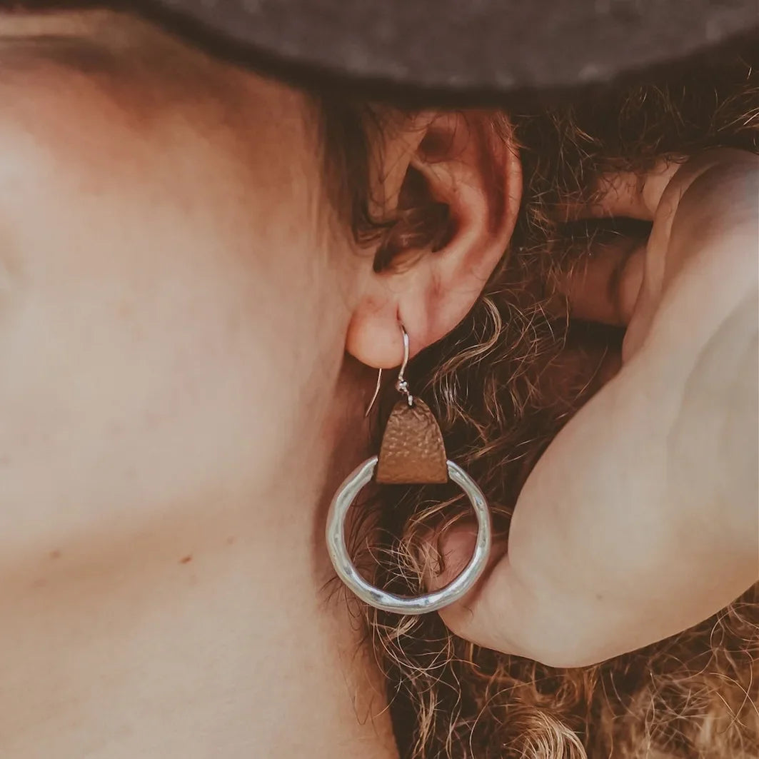 Wholesale  Bohemian Sand Silver Leather Earrings