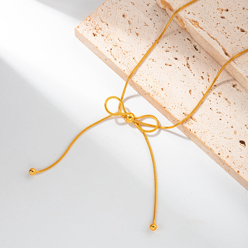 Wholesale  Light Luxury Stainless Steel Butterfly Knot Fashion All-match Necklace