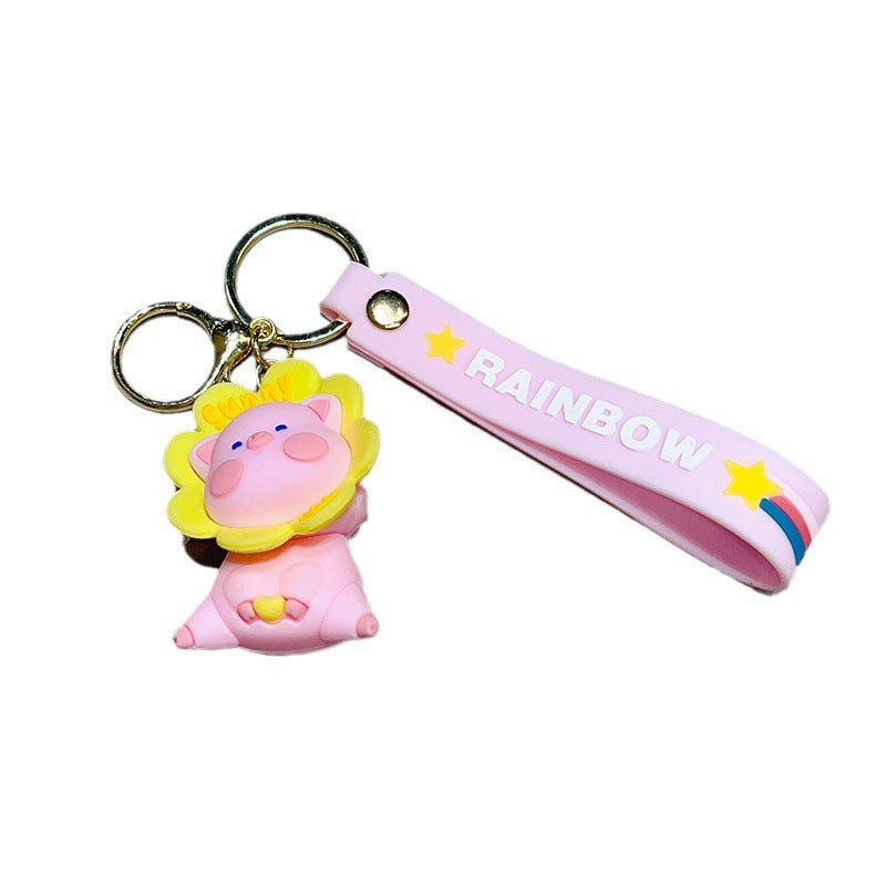 Wholesale PVC Cute Cartoon Duck Keychain with Sunflower Design - Fun Bag Charm or Gift