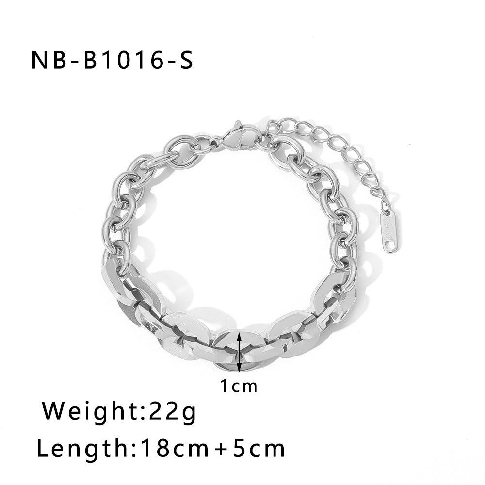 Wholesale Thick Chain Punk Style Stainless Steel 24K Gold Hand Braided Chain Bracelet ACC-BT-Xiny011
