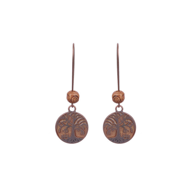 Wholesale Retro Ethnic Tassel Earrings Alloy Electroplated Geometric Round,  Women' s Fashion Accessory for Boutique Resale