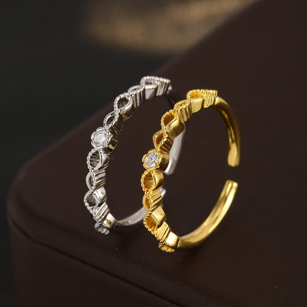 Wholesale Stylish New Chinese Style Hollow Gourd Ring For Women Gold Tone Alloy Jewelry Gift