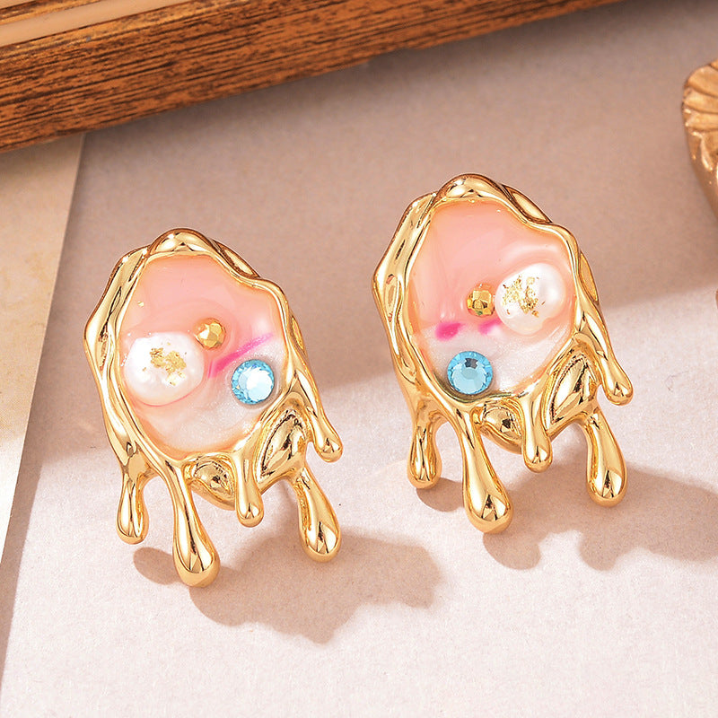 Wholesale Baroque Natural Pearl 925 Silver High-End  Earrings