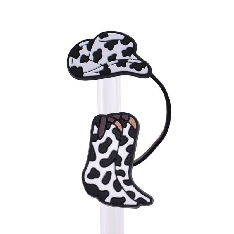 Wholesale Random 100pcs Cowboy Girl Series PVC Soft Straw Tube Cap