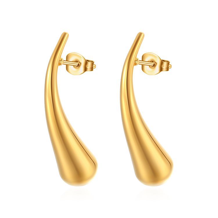 Wholesale Stainless steel 18K gold teardrop earrings