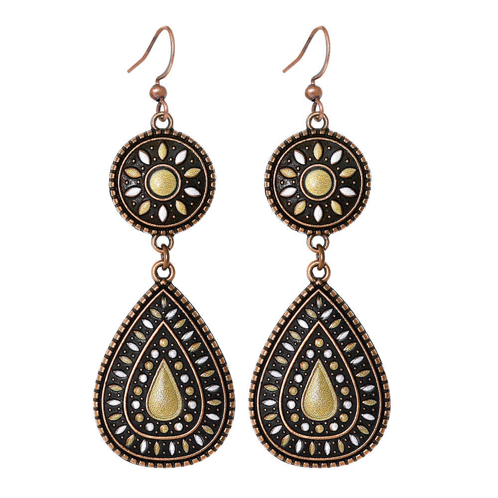 Wholesale Retro Ethnic Style Cut Out Tassel Earring Set 12 Pairs Zinc Alloy for Everyday Wear