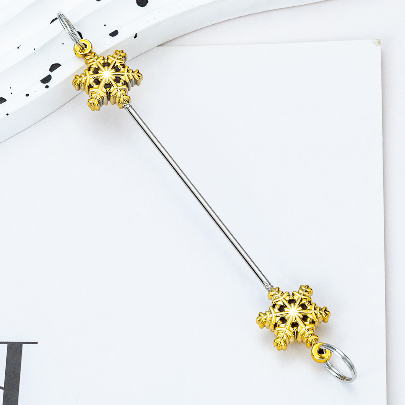 Wholesale  DIY Christmas Snowflake  Beadable Keychain