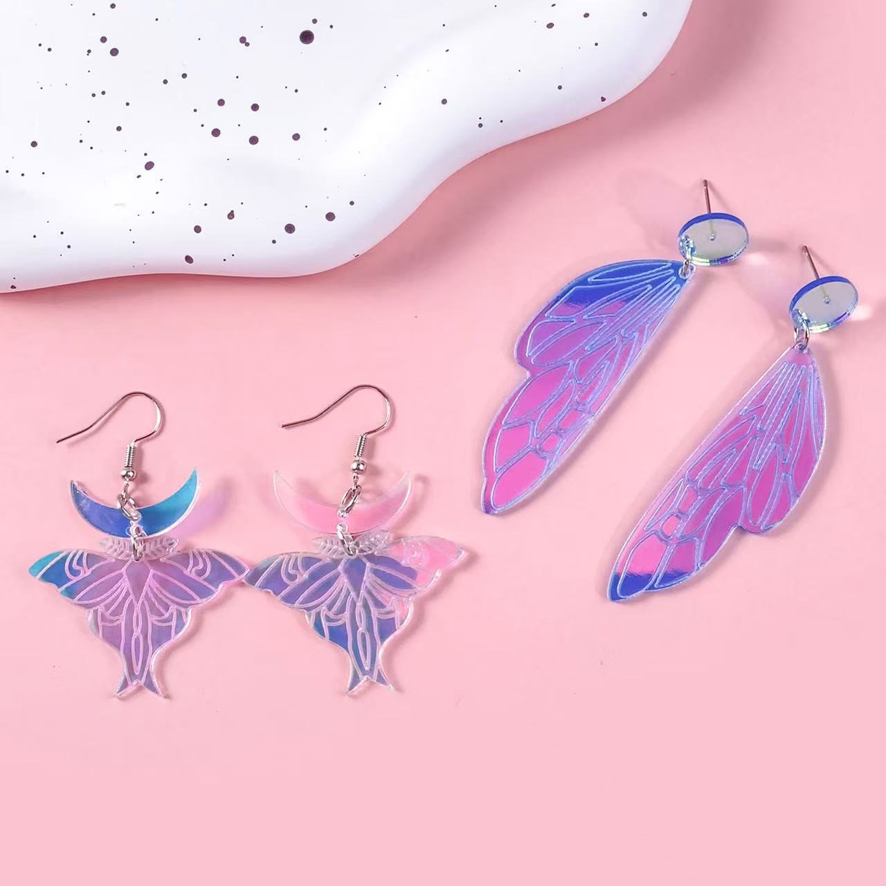 Wholesale Gradient colorful wings butterfly wings earrings