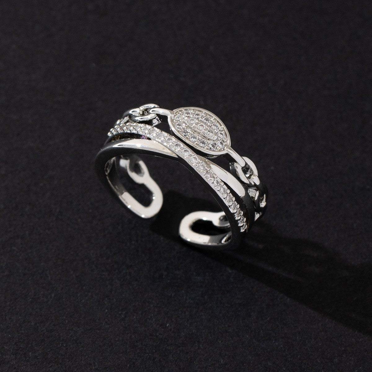Wholesale Cold Style Vintage Cross Hollow Zircon Open Ring Chic Fashion Accessory For Everyday Wear
