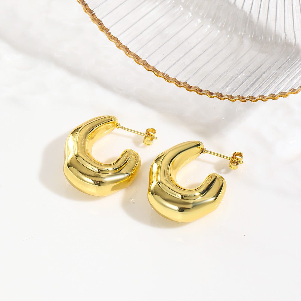 Wholesale  plating 18k hollow  C type earrings