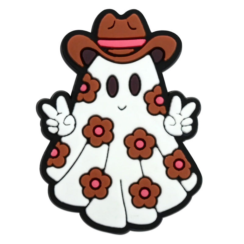 Wholesale Random 100pcs  Series White Ghost Clogs  PVC Soft Rubber Shoe Buckle Decoration