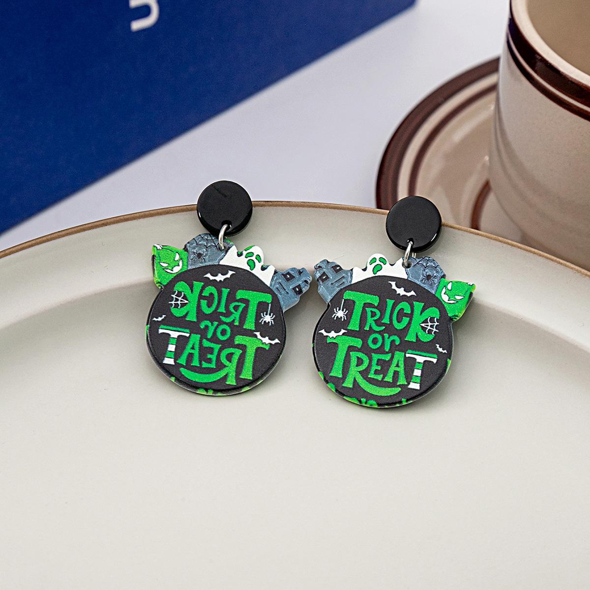 Wholesale Halloween Horror Skull Bandage Pumpkin Head Acrylic Earrings ACC-ES-ZhuiWo007