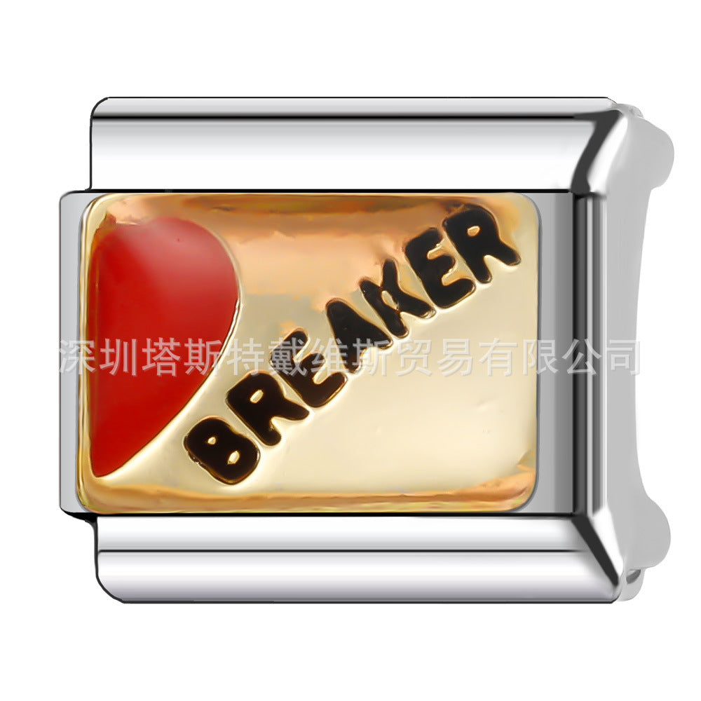 Wholesale  Italian Charm Bracelet 9mm DIY single section Creative Stainless Steel Composable Bracelet