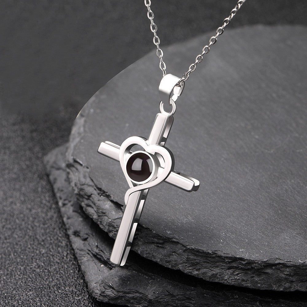 Wholesale 100 Languages I Love You Projection Love Cross Necklace ACC-NE-Shiyu005