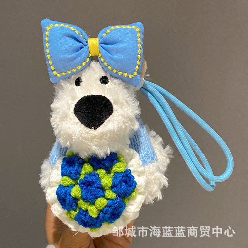 Wholesale Cute Flower  Puppy Plush Keychain