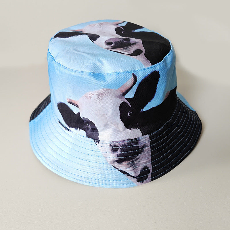 Wholesale Printed Cartoon Fisherman Hat,  Double-Sided Retro Sunshade,  Casual Outdoor Hat for Men Women