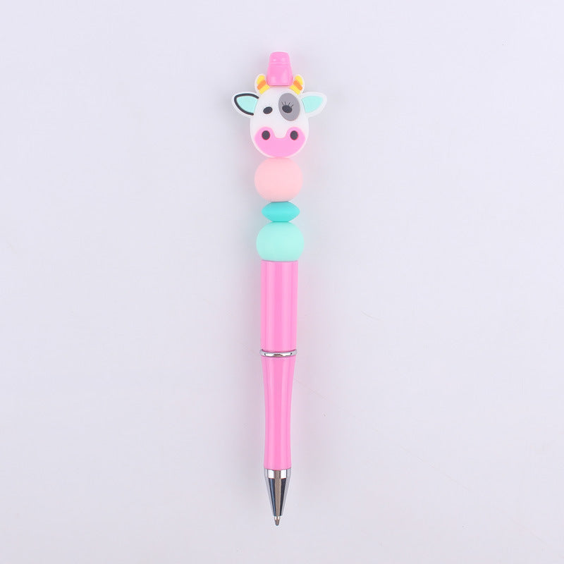 Wholesale  creative  cartoon animal cow silicone beads beaded pen