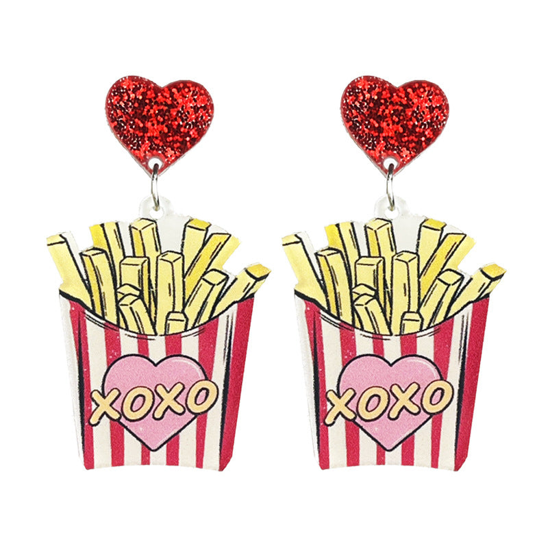 Wholesale 2Pairs/pack Valentine's Day Acrylic Cat Food Earrings ACC-ES-HY200