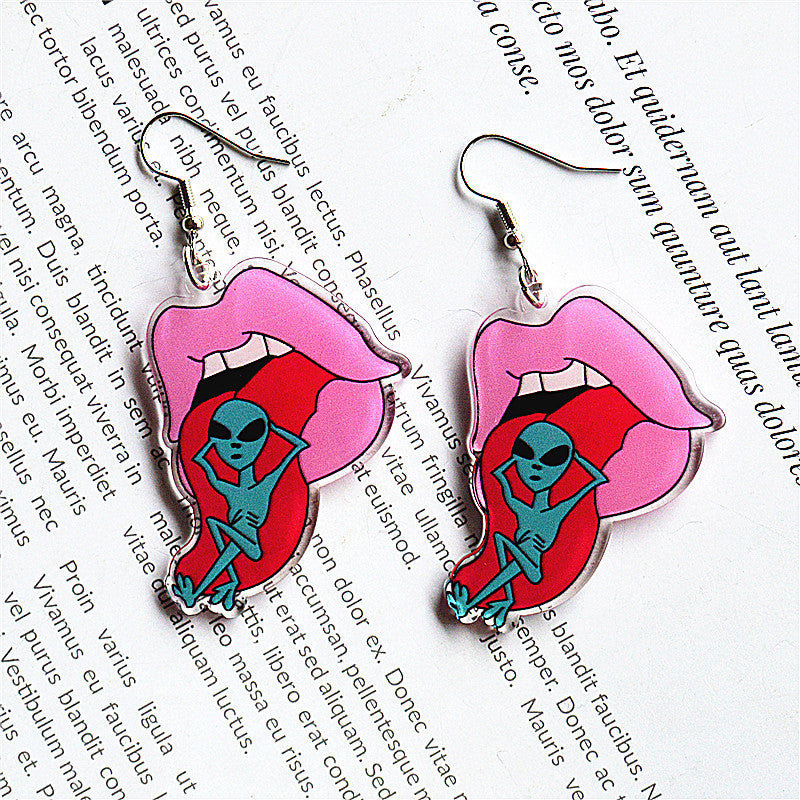 Wholesale Alien Spaceship Earrings Creative Funny Punk Style Cartoon Earrings Cute Earrings ACC-ES-XN018