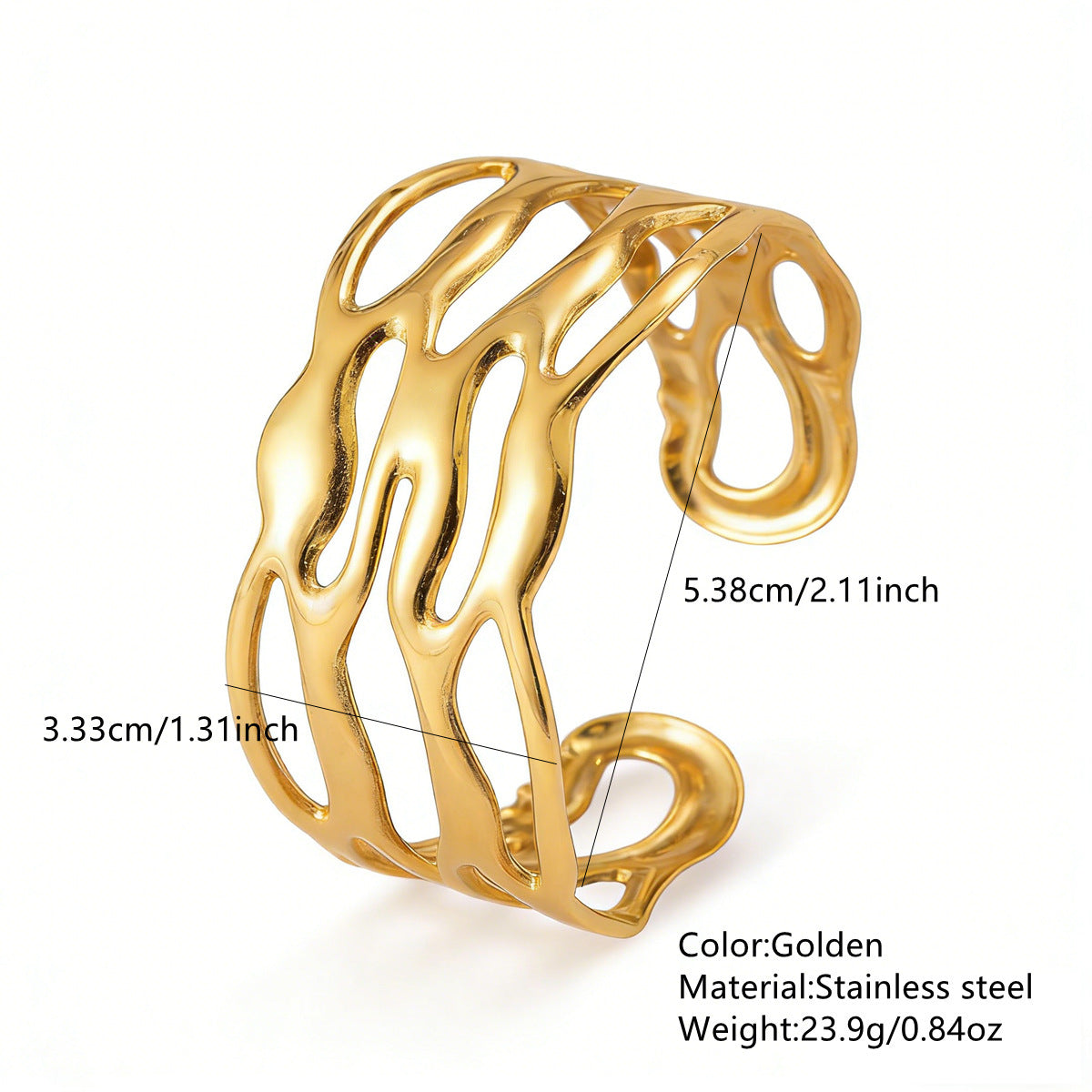 Wholesale Light Luxury Stainless Steel Open Cuff Bracelet with Cutout Design