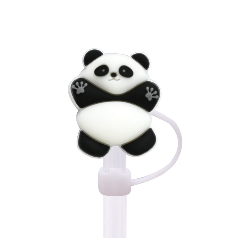 Wholesale Random 100pcs Cute Panda Straw Cover 10MM Straw Tube Cap