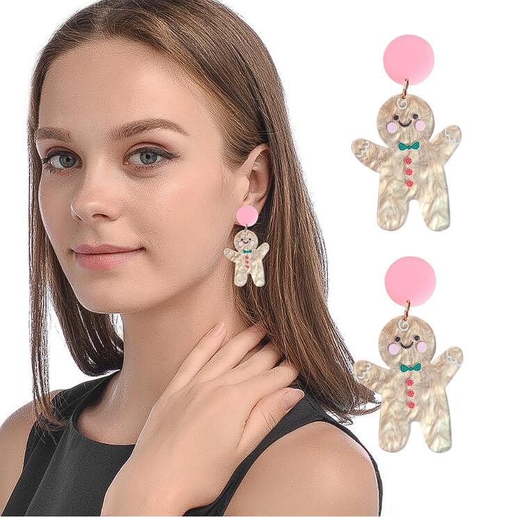 Wholesale Christmas Tree Rainbow Koala Dinosaur Cactus Gingerbread Man Acrylic Earrings ACC-ES-XP012