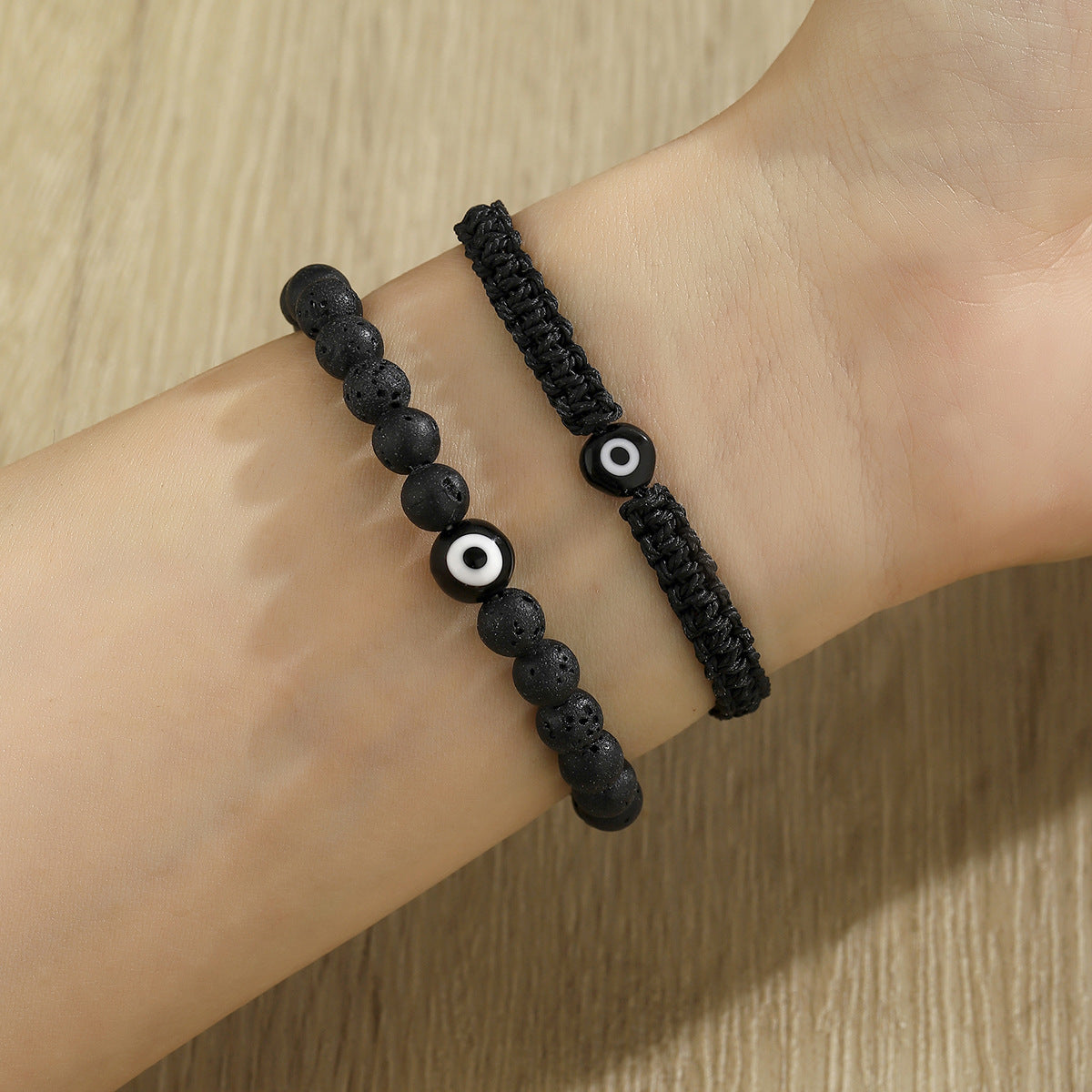 Wholesale Handmade Woven Evil Eye Bracelet With Black Beads Unisex Cord Jewelry Accessory For Everyday Casual Wear