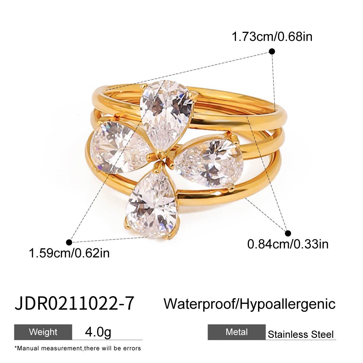 Wholesale Stainless steel rhinestone ring