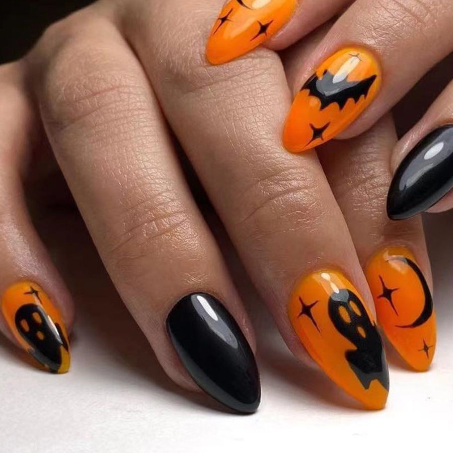 Wholesale 24 Pieces/box Halloween Horror Ghost Bat Press-on Nails Kits Nail Stickers ACC-NS-GuaiXL082