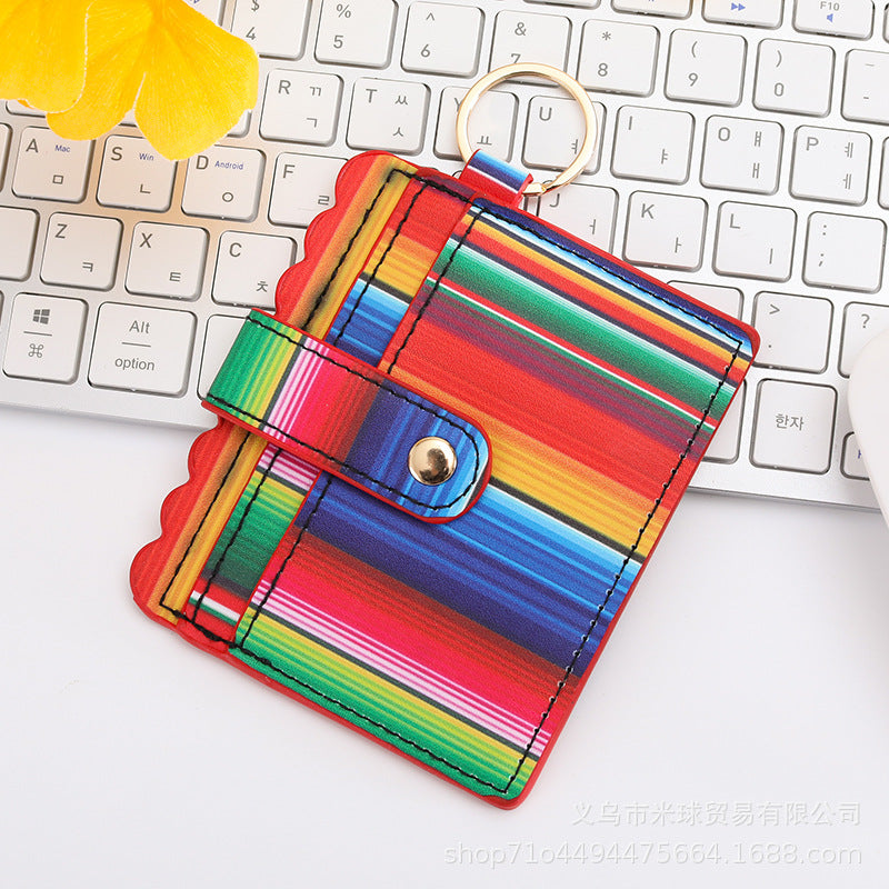 Wholesale Western Style Aztec Tie Dye Camouflage Plaid Leopard Print PU Pickup Bag Keychain ACC-KC-MiQiu001