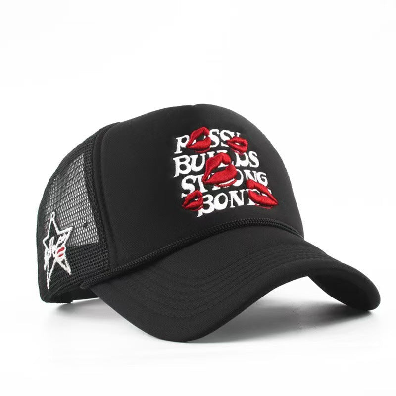Wholesale Red lip wide-brimmed multi-colored letter baseball cap