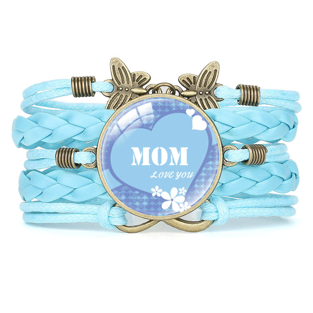 Wholesale Letter mom multi-layer braided leather bracelet