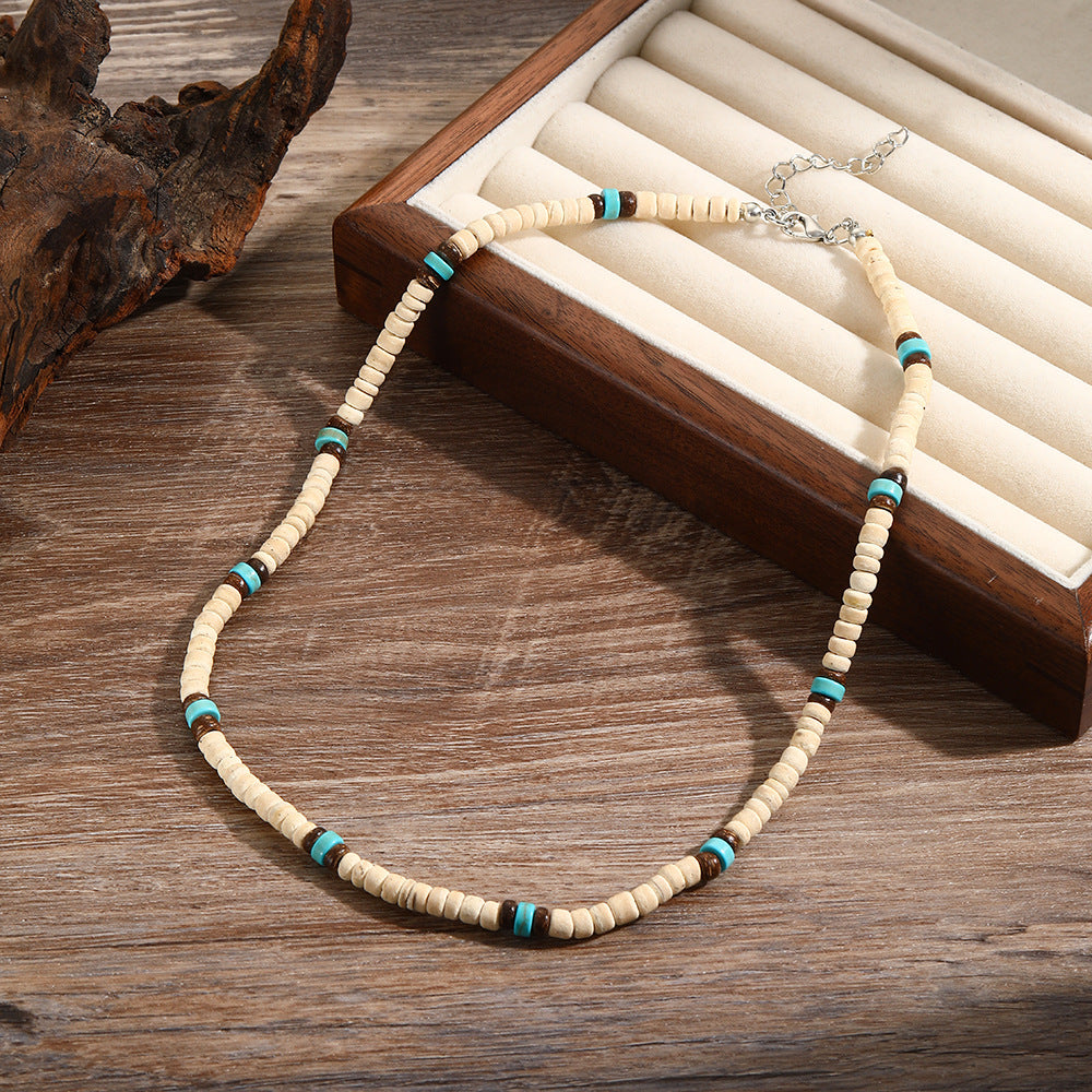 Wholesale Summer Beach Bohemian Wood Chip nut Shell Necklace