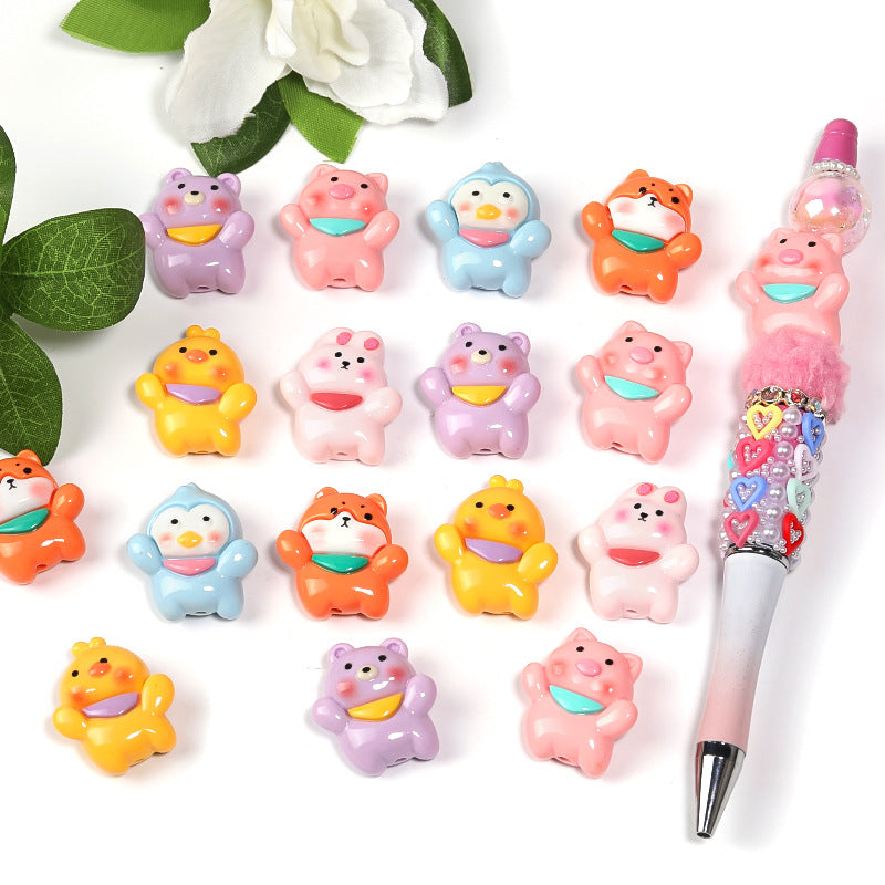 Wholesale Random 50pcs Cute Animal Vertical Hole Beads Diy Resin Accessories Beads ACC-BDS-BLG049