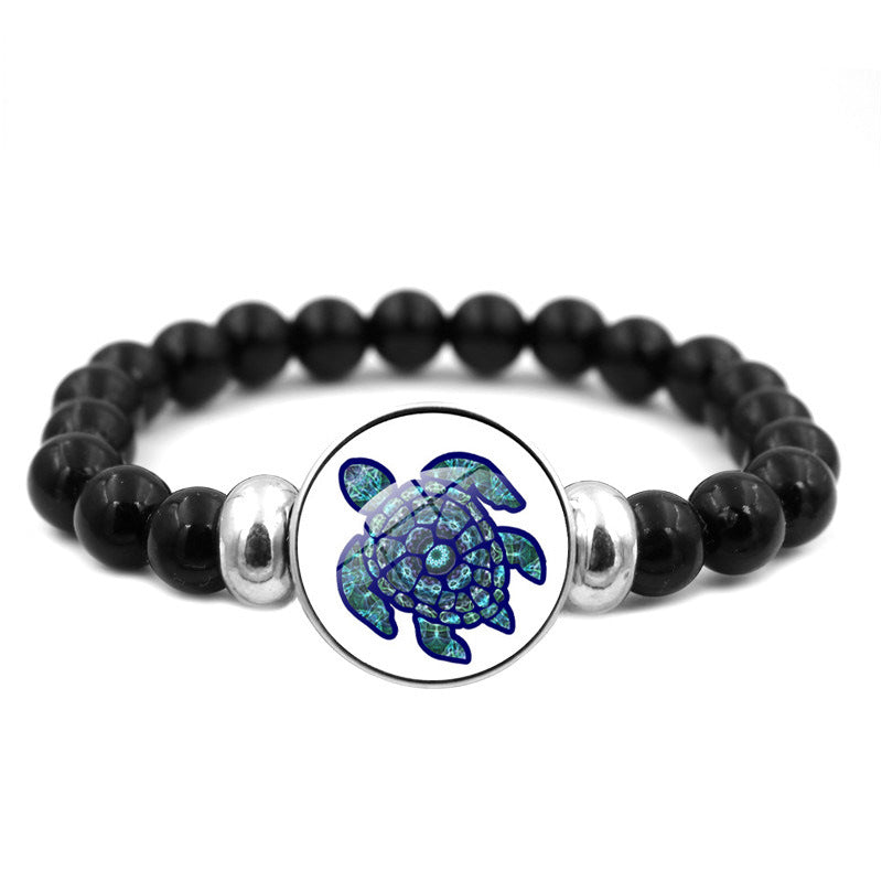 Wholesale Rendering Color Turtle Bracelet Black Elastic Beaded Resin Bracelet ACC-BT-JiaYun001