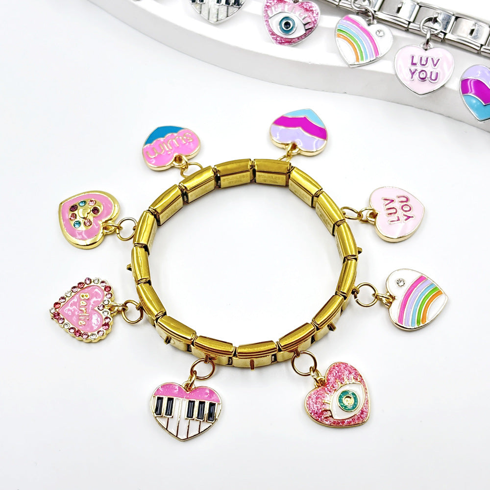 Wholesale  Italian Charm Bracelet 9mm DIY  Letter Heart  Creative Stainless Steel Composable Bracelet