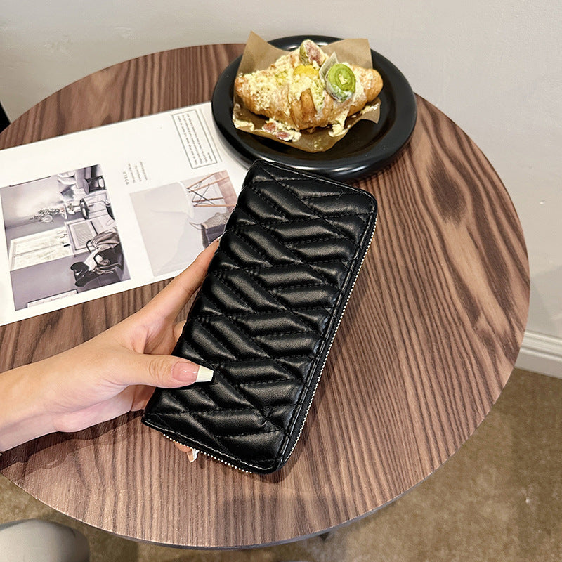 Wholesale PU Embroidery Thread Long Zipper Wallet ACC-WT-Kuans011