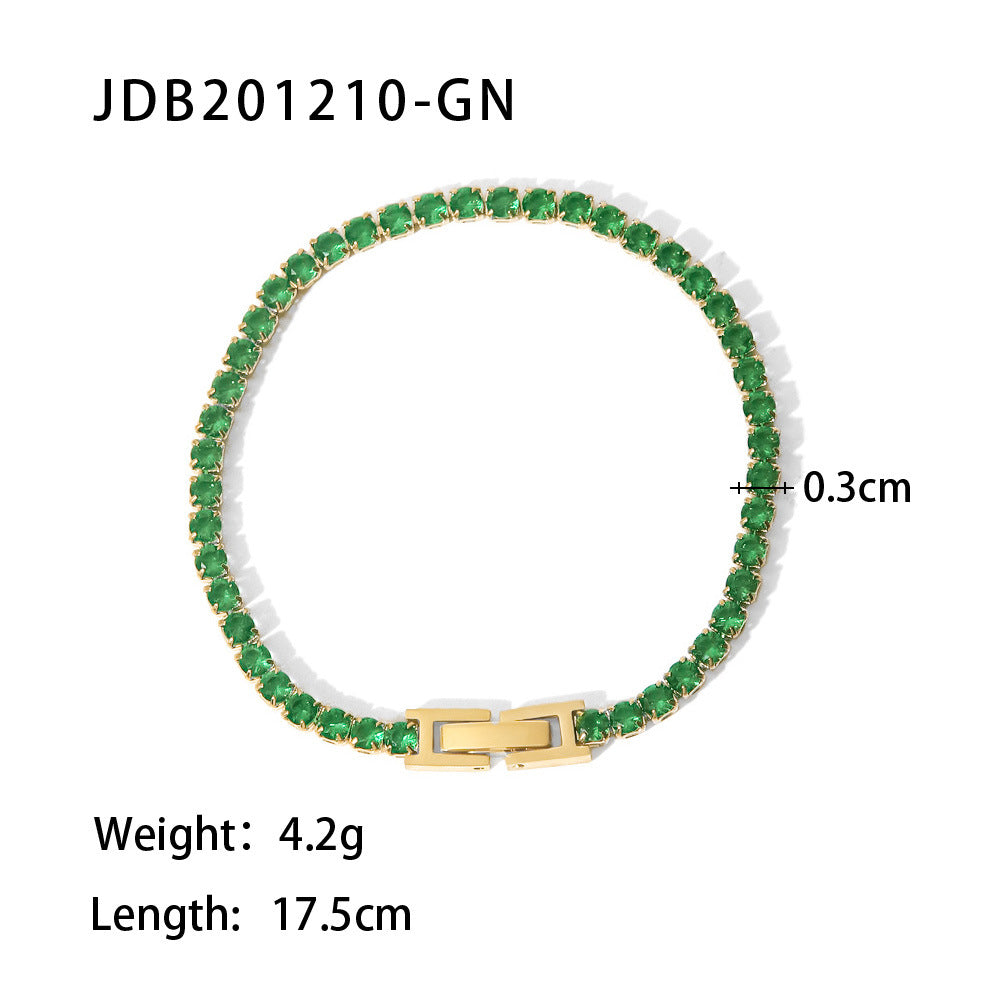 Wholesale Stainless Steel Bracelets Electroplating Inlaid Zircon Bracelet ACC-BT-JD007