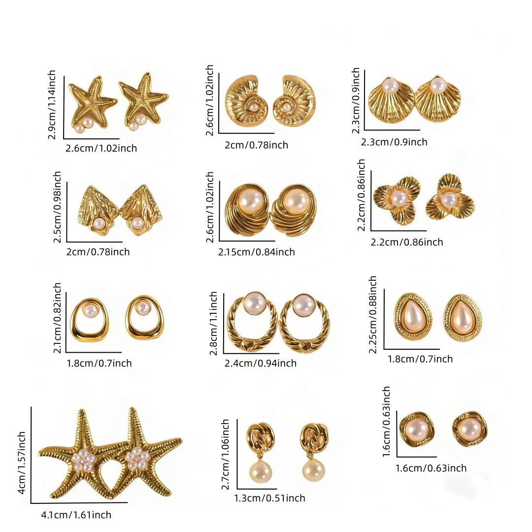 Wholesale Beach Style Conch Starfish Stainless Steel Stud Earrings