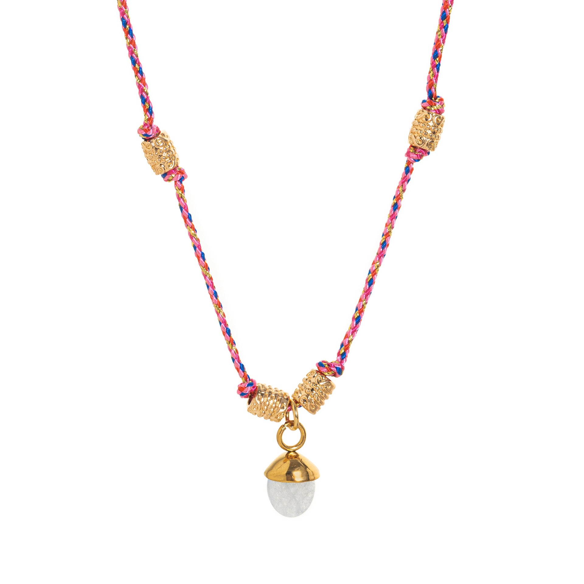 Wholesale Titanium Steel Necklace Half Circle Natural Stone Acorn Pine Cone Pendant