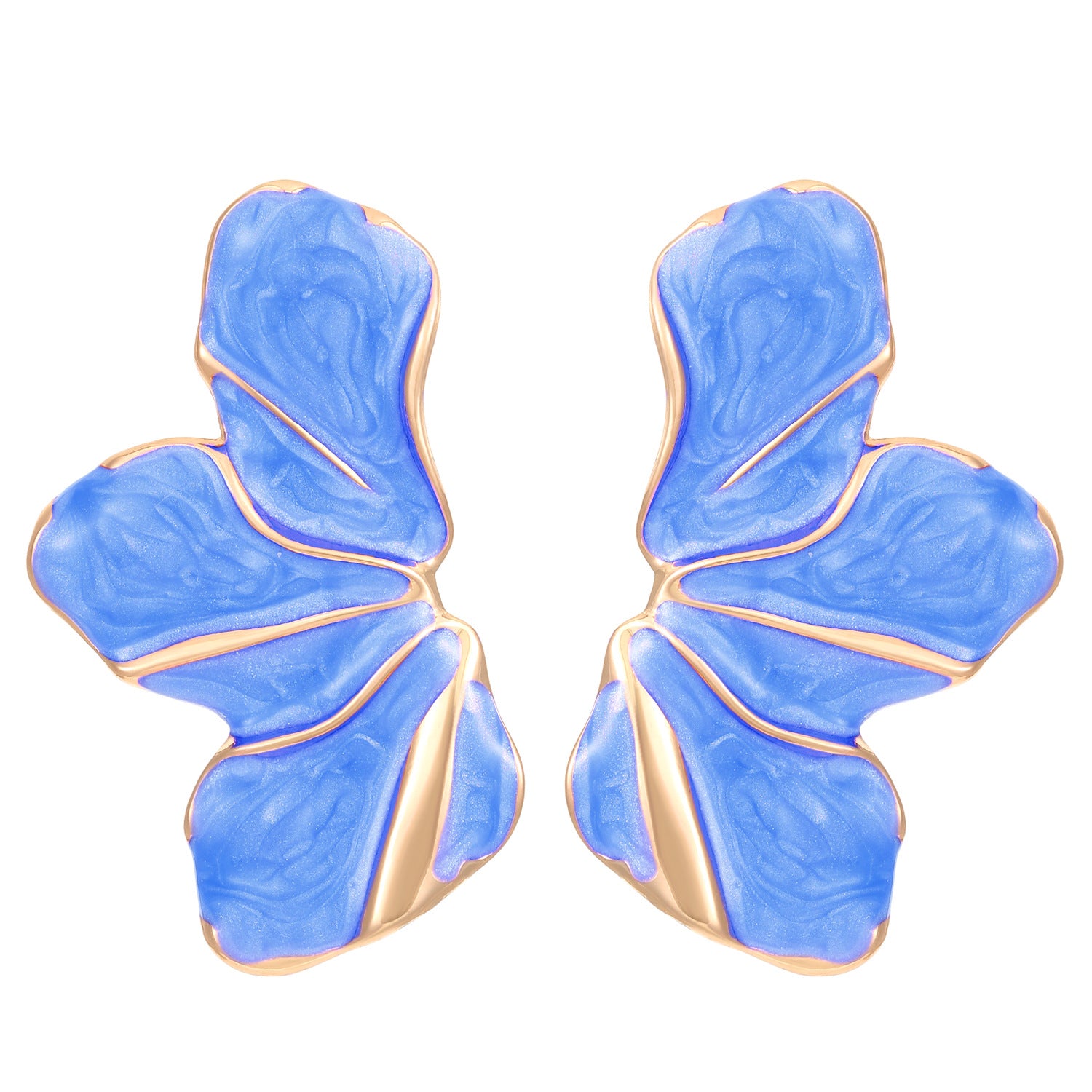 Wholesale Trendy Colorful Drip Oil Irregular Flower Earrings For Women Floral Petal Jewelry Accessory Party Wear