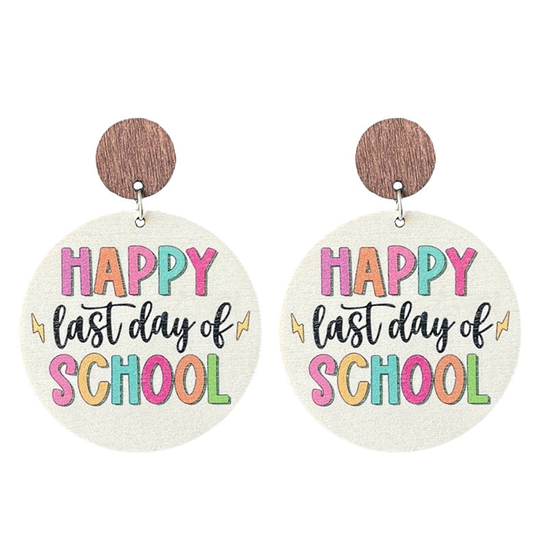 Wholesale Source Teachers Thank Zhou School for Theme Textual Wood Earrings
